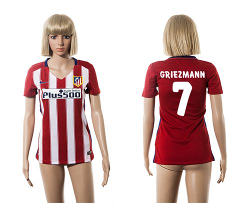 Women's Atletico Madrid #7 Griezmann Home Soccer Club Jersey