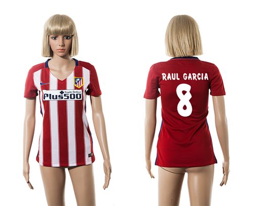 Women's Atletico Madrid #8 Raul Garcia Home Soccer Club Jersey
