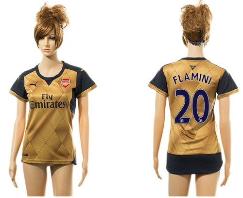 Women's Arsenal #20 Flamini Gold Soccer Club Jersey