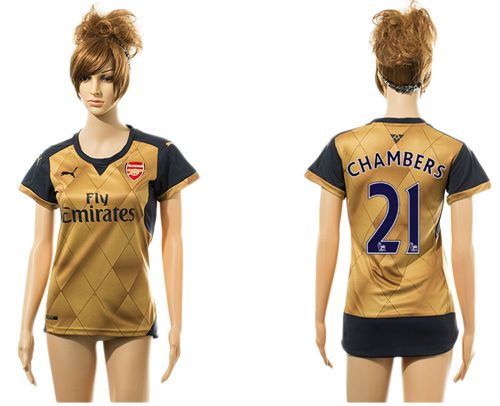 Women's Arsenal #21 Chambers Gold Soccer Club Jersey