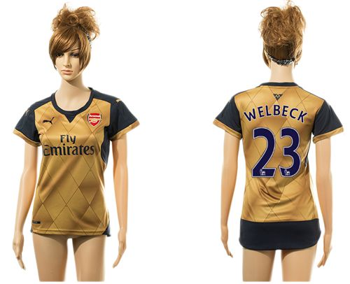 Women's Arsenal #23 Welbeck Gold Soccer Club Jersey