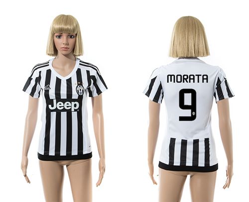 Women's Juventus #9 Morata Home Soccer Club Jersey
