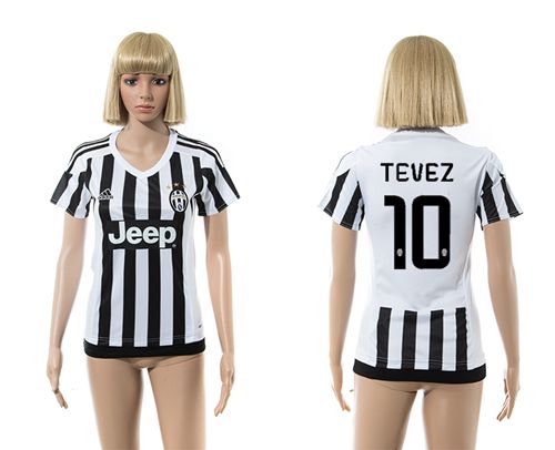 Women's Juventus #10 Tevez Home Soccer Club Jersey