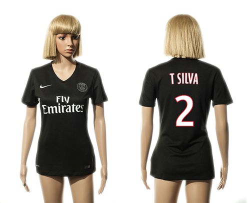 Women's Paris Saint Germain #2 T.Sliva Black Soccer Club Jersey