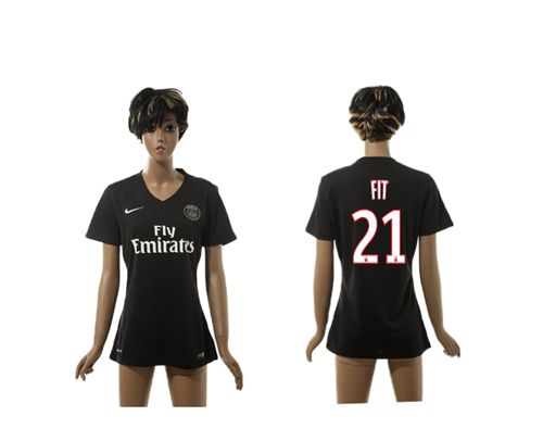 Women's Paris Saint Germain #21 Fit Black Soccer Club Jersey