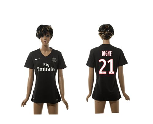 Women's Paris Saint Germain #21 Digne Black Soccer Club Jersey