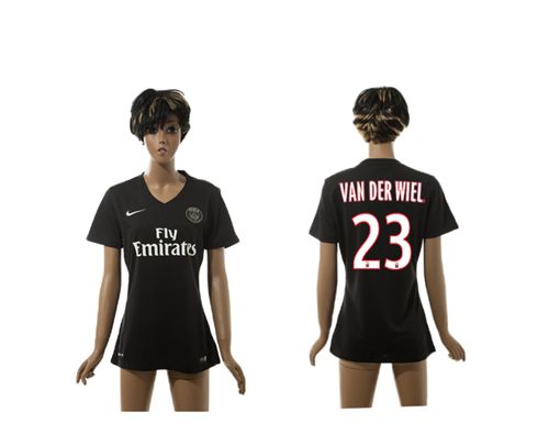 Women's Paris Saint Germain #23 Van Der Wiel Black Soccer Club Jersey