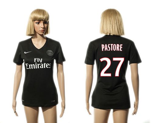 Women's Paris Saint Germain #27 Pastore Black Soccer Club Jersey