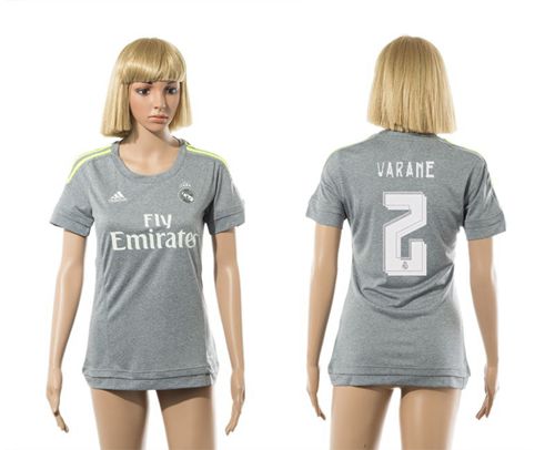 Women's Real Madrid #2 Varane Grey Soccer Club Jersey