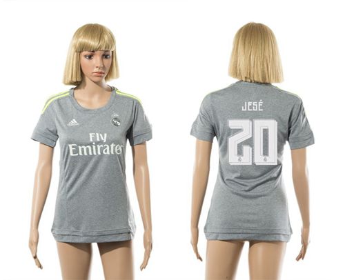Women's Real Madrid #20 Jese Grey Soccer Club Jersey