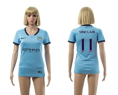 Women's Manchester City #11 Sinclair Blue Home Soccer Club Jersey