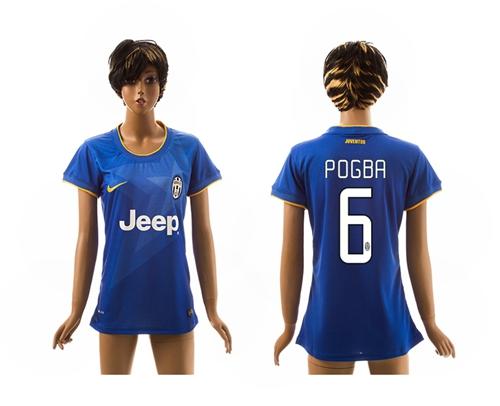 Women's Juventus #6 Pogba Blue Away Soccer Club Jersey