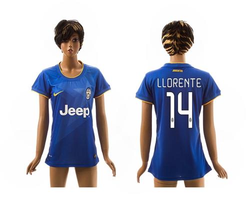 Women's Juventus #14 Llorente Blue Away Soccer Club Jersey