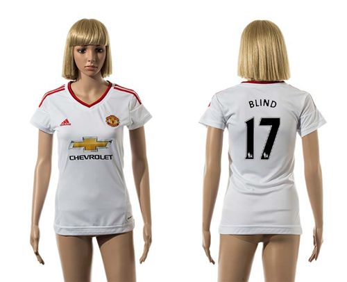 Women's Manchester United #17 Blind White Away Soccer Club Jersey