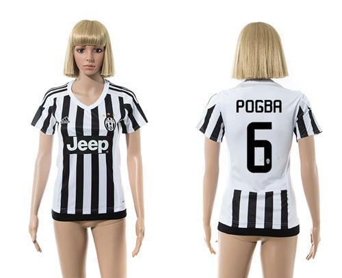 Women's Juventus #6 Pogba Home Soccer Club Jersey