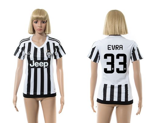 Women's Juventus #33 Evra Home Soccer Club Jersey