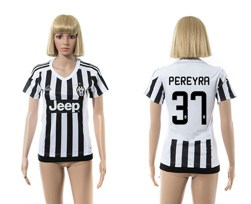 Women's Juventus #37 Pereyra Home Soccer Club Jersey