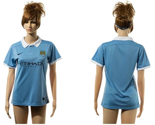 Women's Manchester City Blank Home Soccer Club Jersey