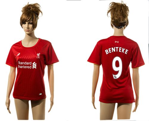 Women's Liverpool #9 Benteke Red Home Soccer Club Jersey