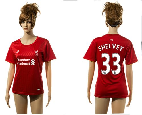 Women's Liverpool #33 Shelvey Red Home Soccer Club Jersey