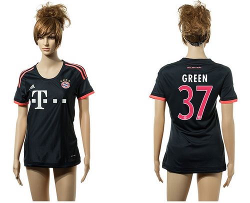 Women's Bayern Munchen #37 Green Black Away Soccer Club Jersey