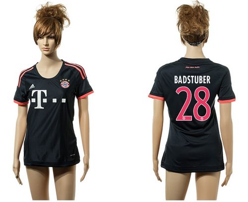 Women's Bayern Munchen #28 Badstuber Black Away Soccer Club Jersey
