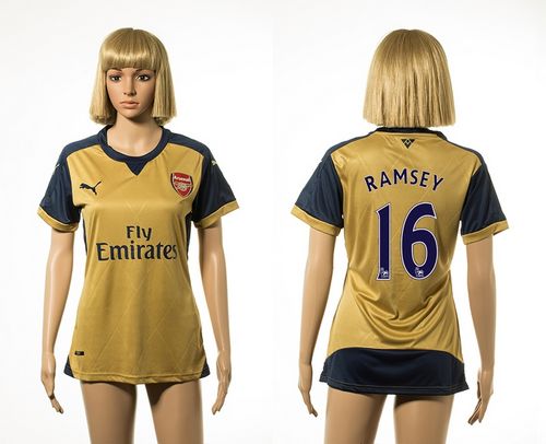 Women's Arsenal #16 Ramsey Gold Away Soccer Club Jersey