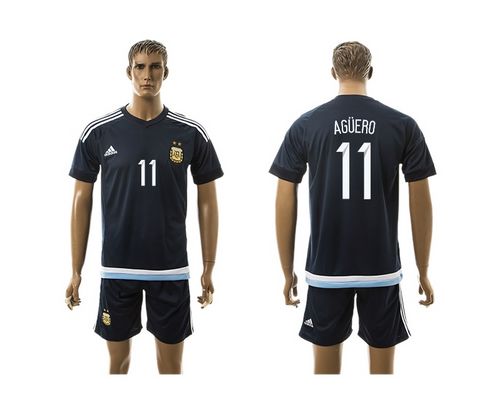 Argentina #11 Aguero Away Soccer Country Jersey