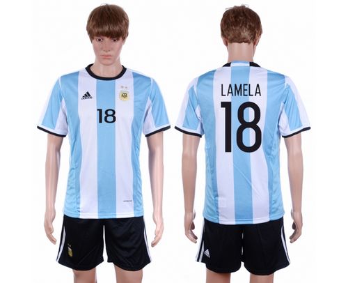 Argentina #18 Lamela Home Soccer Country Jersey