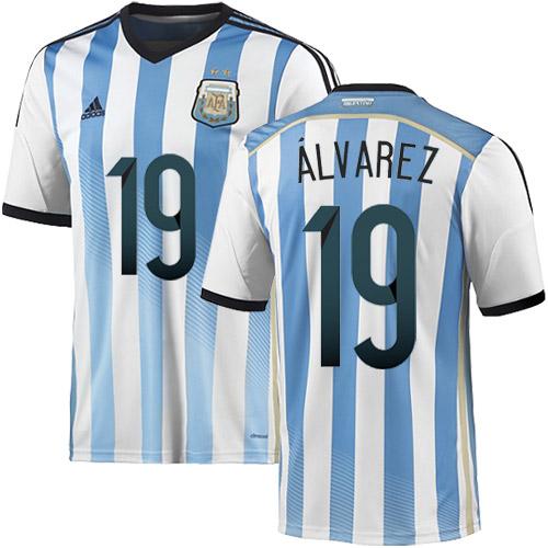 Argentina #19 Ricardo Alvarez Home World Cup Soccer Country Jersey
