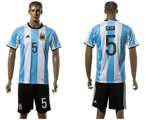 Argentina #5 Gago Home Soccer Country Jersey
