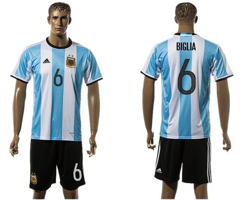 Argentina #6 Biglia Home Soccer Country Jersey