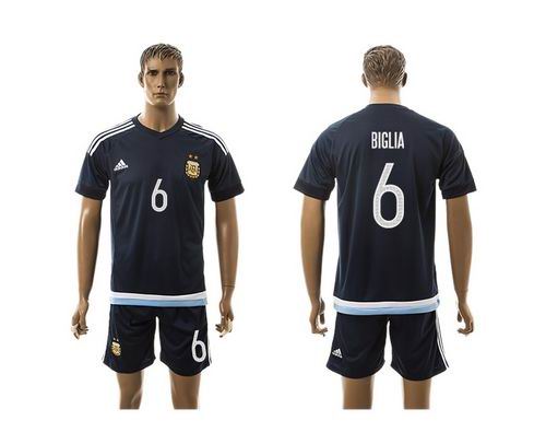 Argentina #6 Biglia Away Soccer Country Jersey