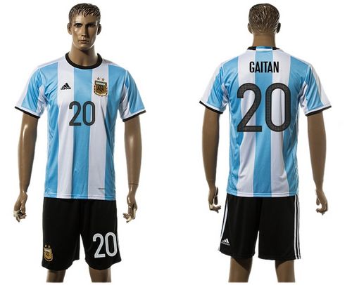 Argentina #20 Gaitan Home Soccer Country Jersey