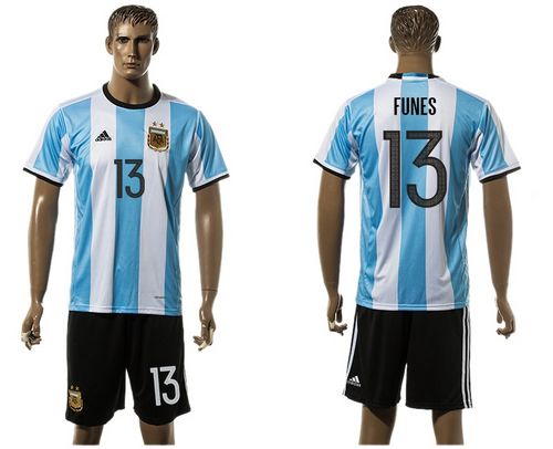 Argentina #13 Funes Home Soccer Country Jersey