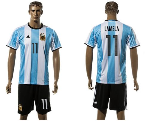 Argentina #11 Lamela Home Soccer Country Jersey