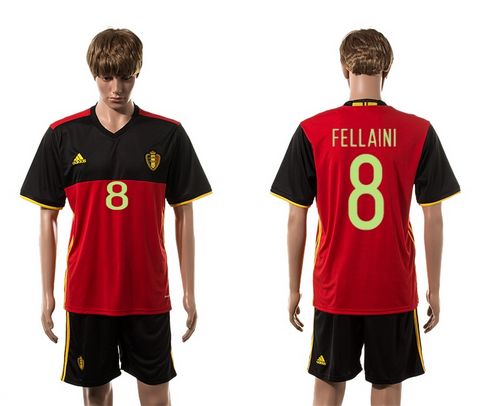 Belgium #8 Fellaini Red Home Soccer Country Jersey