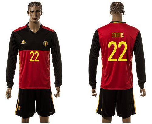 Belgium #22 Courtis Red Home Long Sleeves Soccer Country Jersey