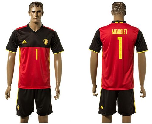 Belgium #1 Mignolet Red Home Soccer Country Jersey
