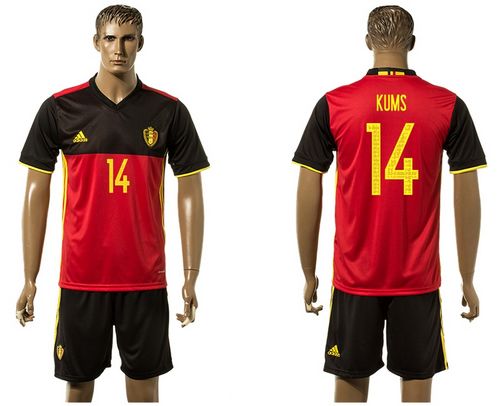 Belgium #14 Kums Red Home Soccer Country Jersey
