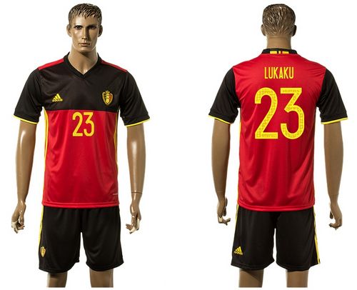 Belgium #23 Lukaku Red Home Soccer Country Jersey