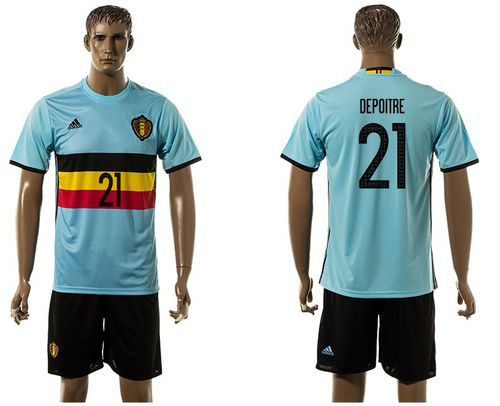 Belgium #21 Depoitre Away Soccer Country Jersey