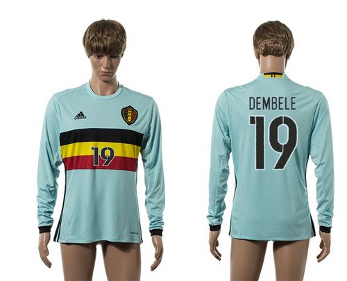 Belgium #19 Dembele Away Long Sleeves Soccer Country Jersey