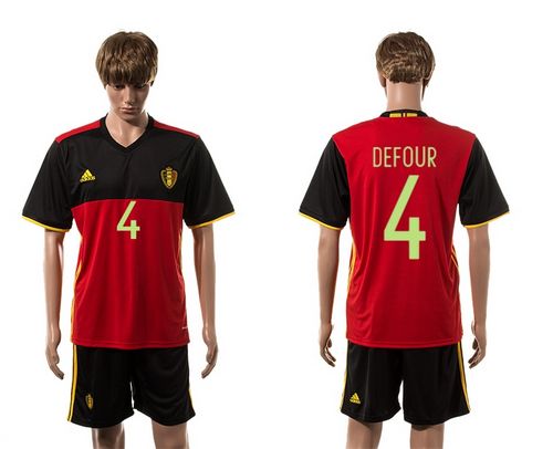 Belgium #4 Defour Red Home Soccer Country Jersey