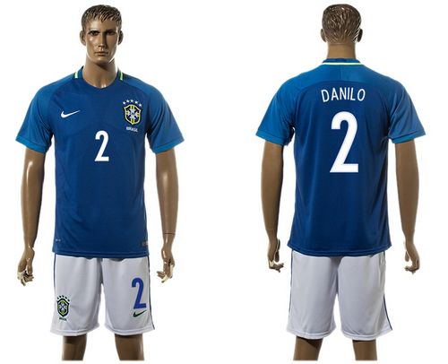 Brazil #2 Danilo Away Soccer Country Jersey