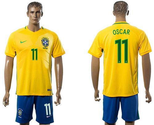 Brazil #11 Oscar Home Soccer Country Jersey