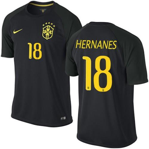 Brazil #18 Hernanes Black Soccer Country Jersey