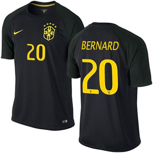 Brazil #20 Bernard Black Soccer Country Jersey
