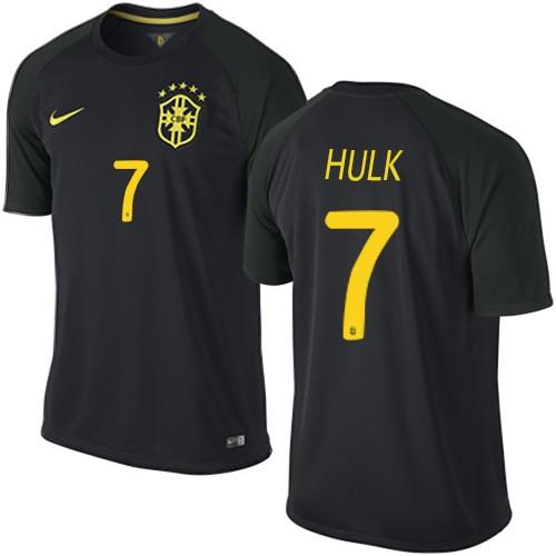 Brazil #7 Hulk Black Soccer Country Jersey