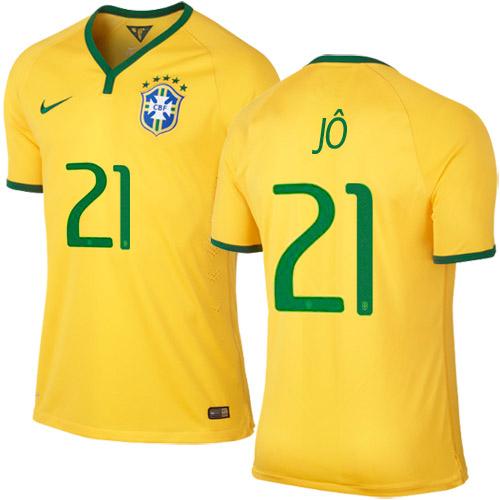 Brazil #21 Jo Home Soccer Country Jersey